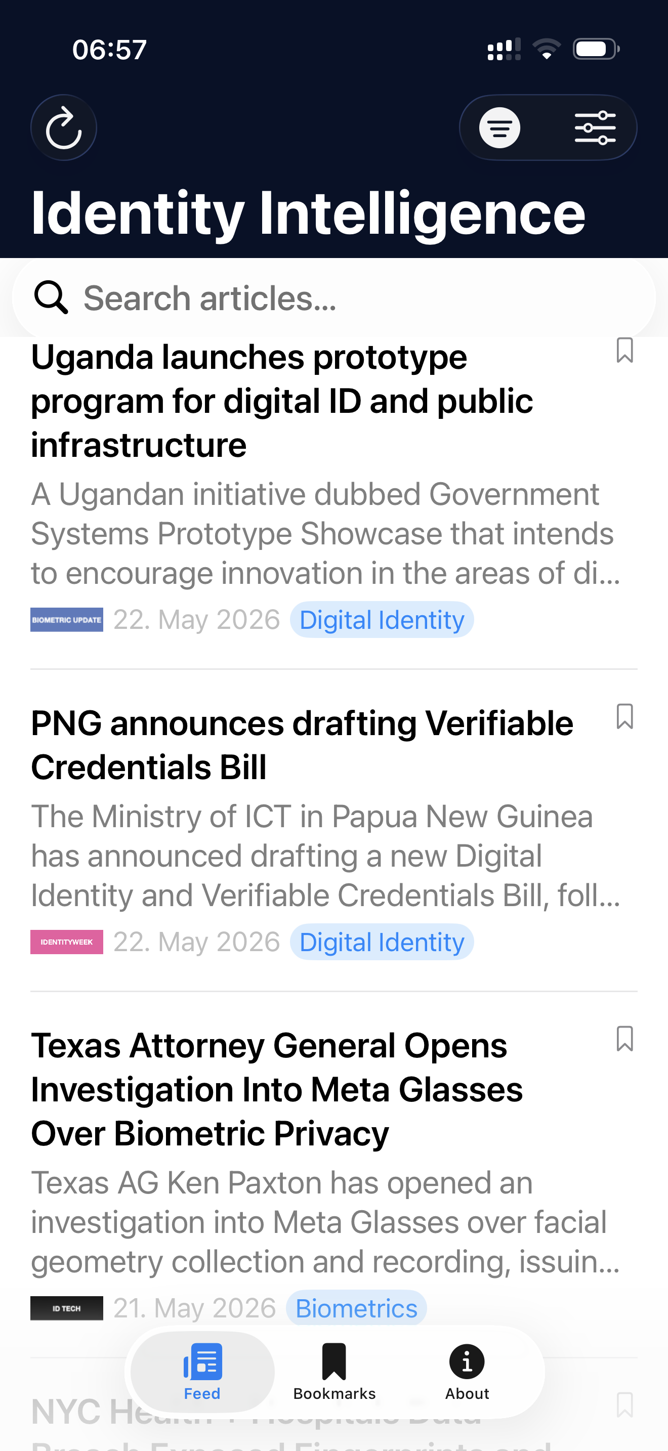 Bookmarks view